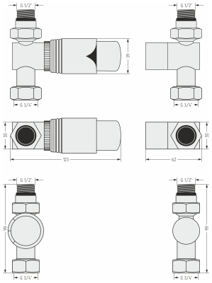 Терморегулятор автоматический прямой G 1/2" НР х G 3/4" НГ / набор
