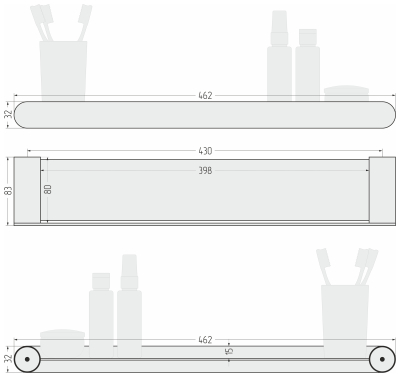Полка прямая ROUND L 460