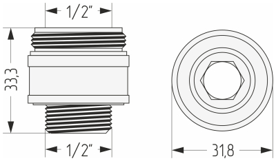 Муфта переходная удл. G 1/2" нар.р. / G 1/2" вн. р.