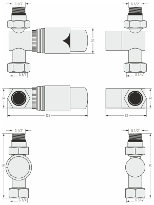 Терморегулятор автоматический прямой G 1/2" НР х G 3/4" НГ / набор