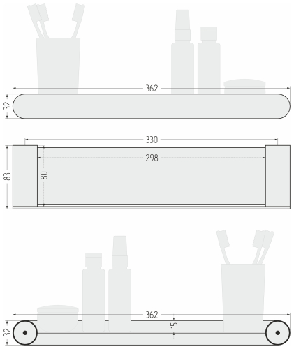 Полка прямая ROUND L 360