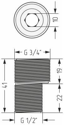 Эксцентрик G 1/2" НР х G 3/4" НР / S вн. 10 мм